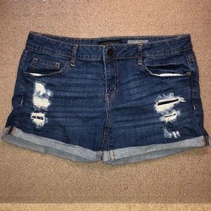 Ripped jean shorts